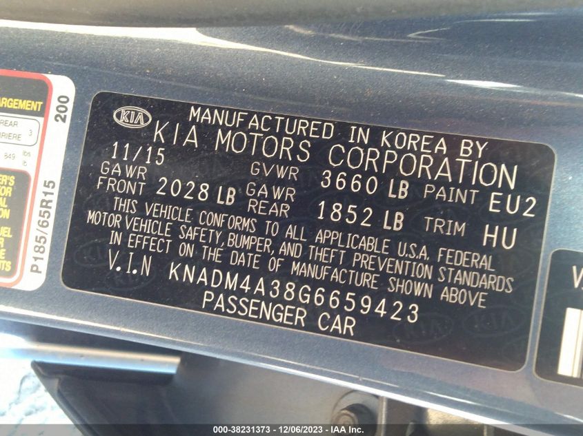 2016 KIA RIO LX - KNADM4A38G6659423