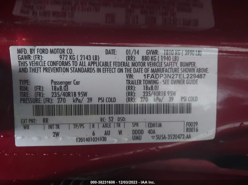 2014 FORD FOCUS TITANIUM - 1FADP3N27EL229487