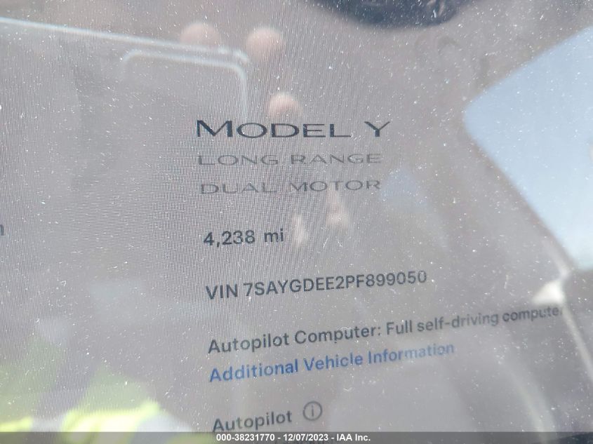 2023 TESLA MODEL Y AWD - 7SAYGDEE2PF609275