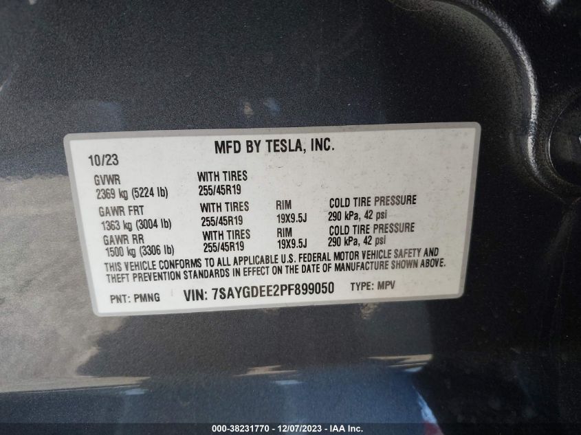 2023 TESLA MODEL Y AWD - 7SAYGDEE2PF609275