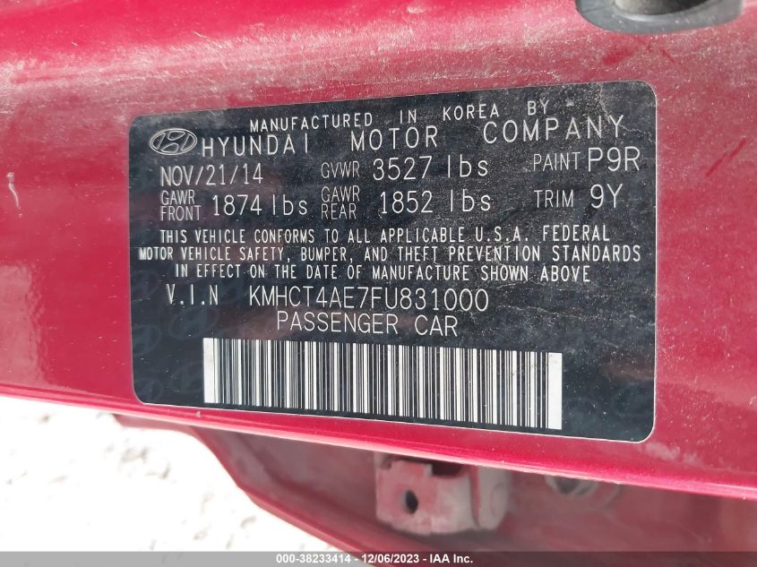 2015 HYUNDAI ACCENT GLS - KMHCT4AE7FU831000