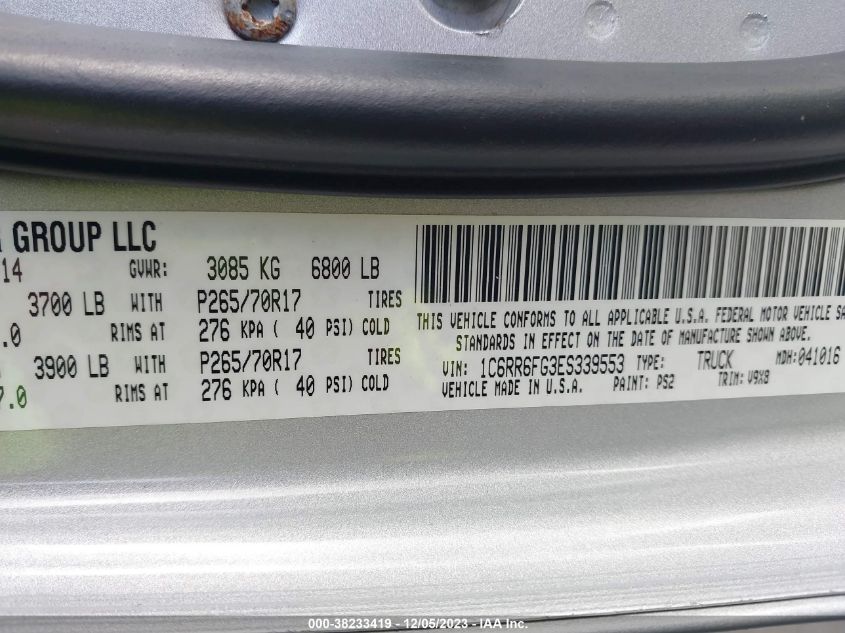 2014 RAM 1500 TRADESMAN - 1C6RR6FG3ES339553