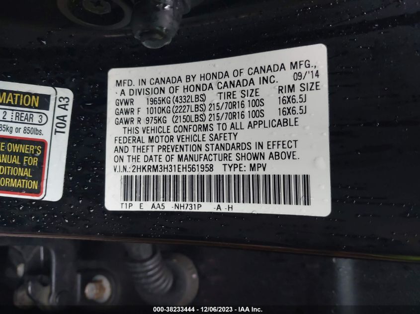 2014 HONDA CR-V LX - 2HKRM3H31EH561958