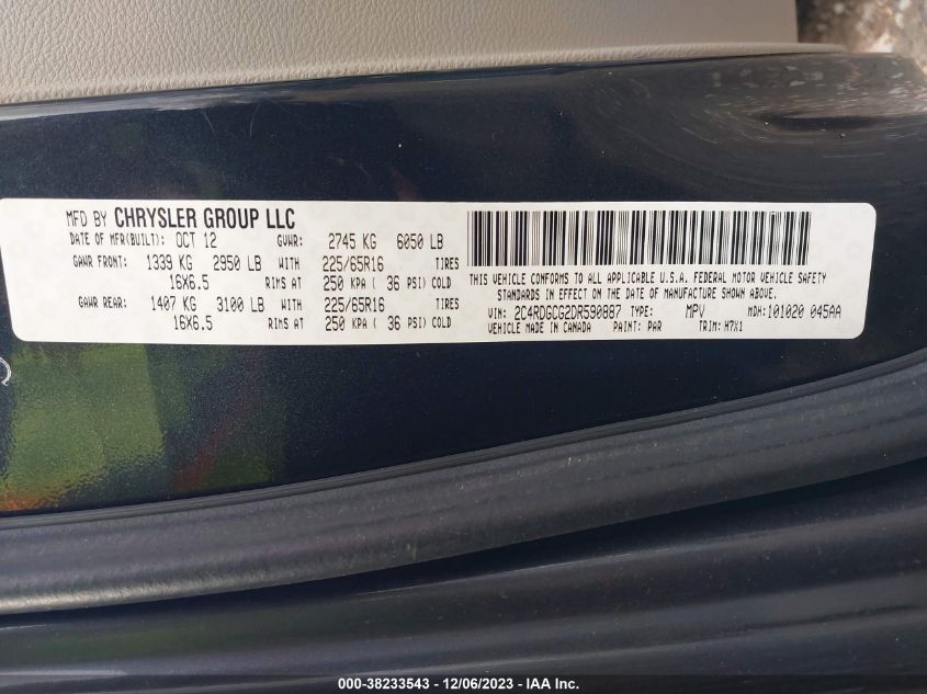 2013 DODGE GRAND CARAVAN SXT - 2C4RDGCG2DR590887