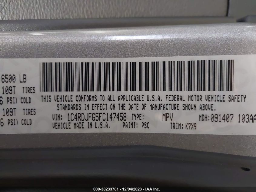 2015 DODGE DURANGO SPECIAL SERVICE - 1C4RDJFG5FC147458