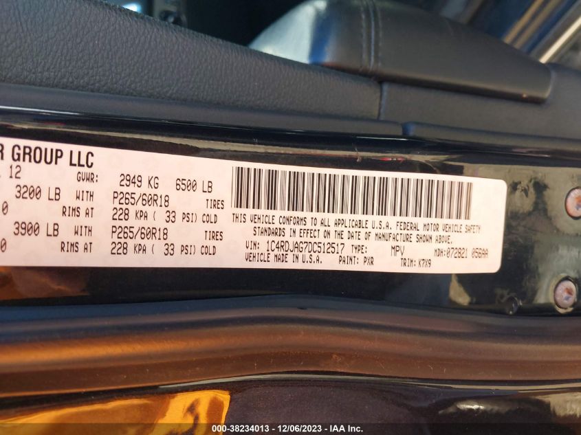 2013 DODGE DURANGO SXT - 1C4RDJAG7DC512517