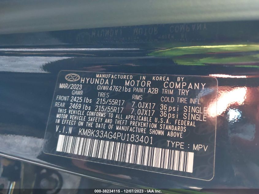 2023 HYUNDAI KONA ELECTRIC SEL KM8K33AG4PU183401