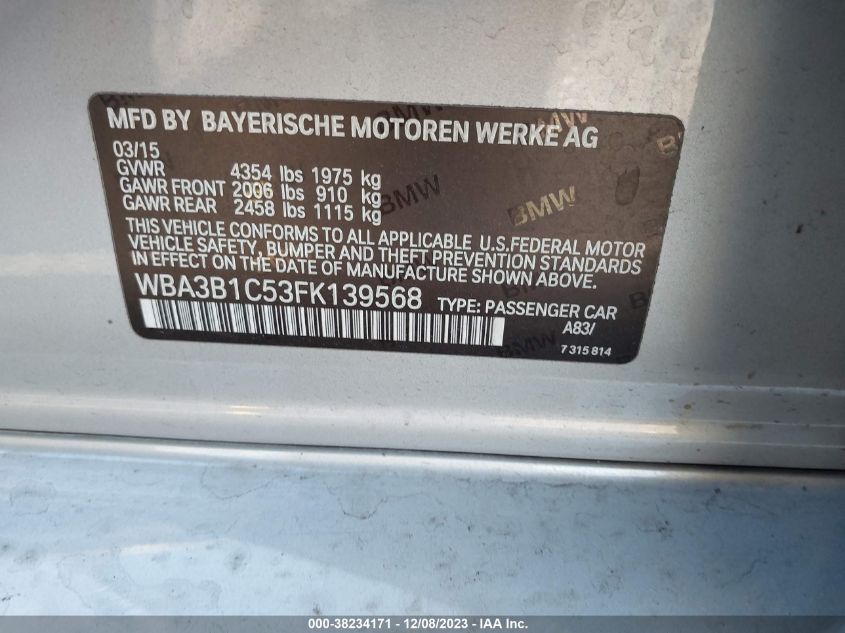 2015 BMW 320I - WBA3B1C53FK139568