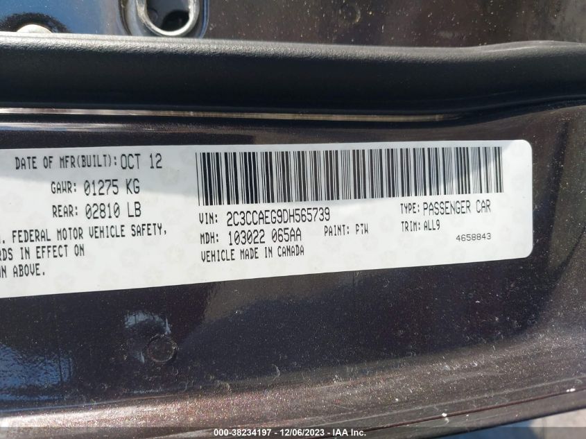 2013 CHRYSLER 300C 2C3CCAEG9DH565739