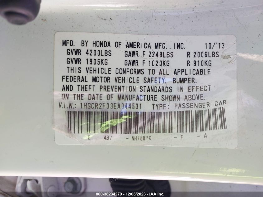 2014 HONDA ACCORD LX - 1HGCR2F33EA044531