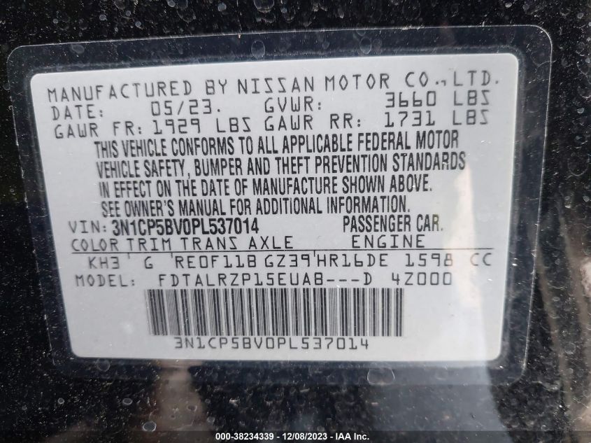 2023 NISSAN KICKS S - 3N1CP5BV0PL537014