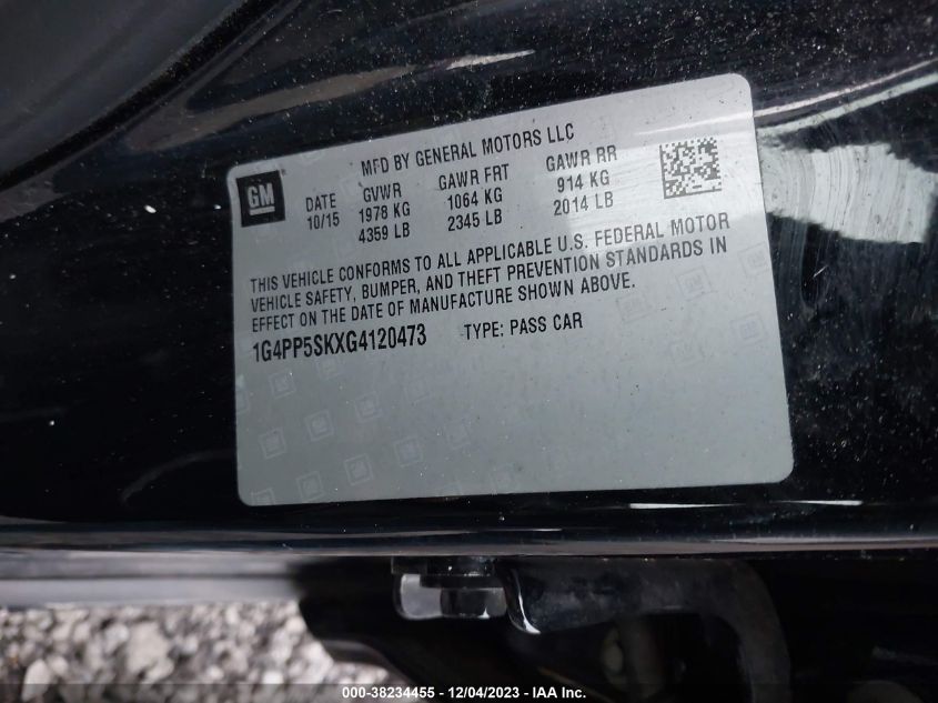 2016 BUICK VERANO - 1G4PP5SKXG4120473