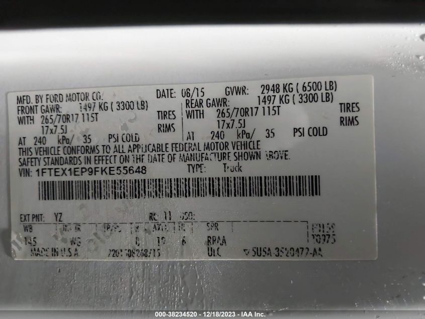 2015 FORD F-150 XL - 1FTEX1EP9FKE55648