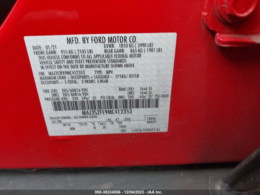 2021 FORD ECOSPORT S - MAJ3S2FE9MC412353