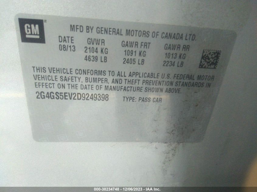 2013 BUICK REGAL PREMIUM - 2G4GS5EV2D9249398