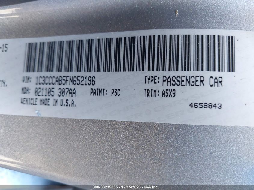 2015 CHRYSLER 200 LIMITED - 1C3CCCAB5FN652196