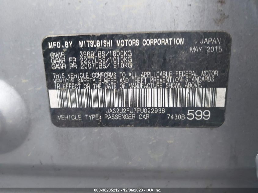 2015 MITSUBISHI LANCER ES - JA32U2FU7FU022936