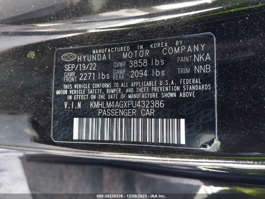 2023 HYUNDAI ELANTRA SEL - KMHLM4AGXPU432386