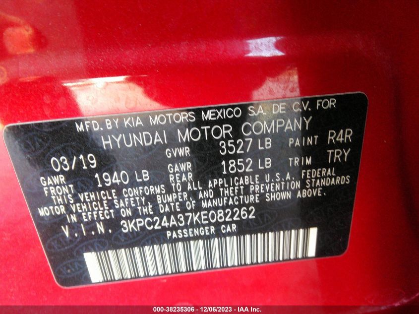 2019 HYUNDAI ACCENT SE/SEL - 3KPC24A37KE082262