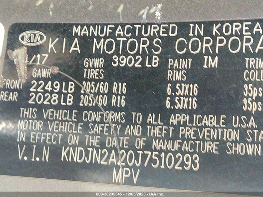 2018 KIA SOUL - KNDJN2A20J7510293