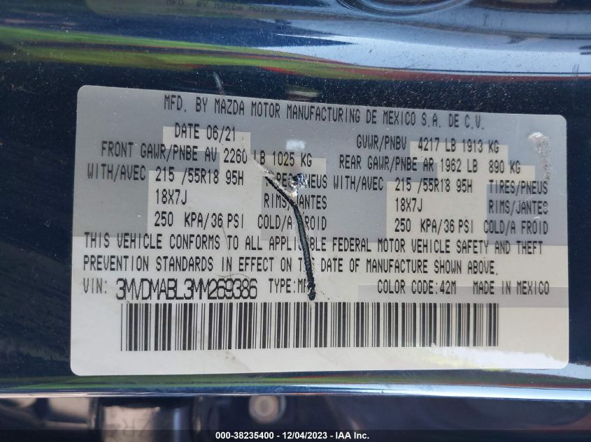 2021 MAZDA CX-30 SELECT - 3MVDMABL3MM269386