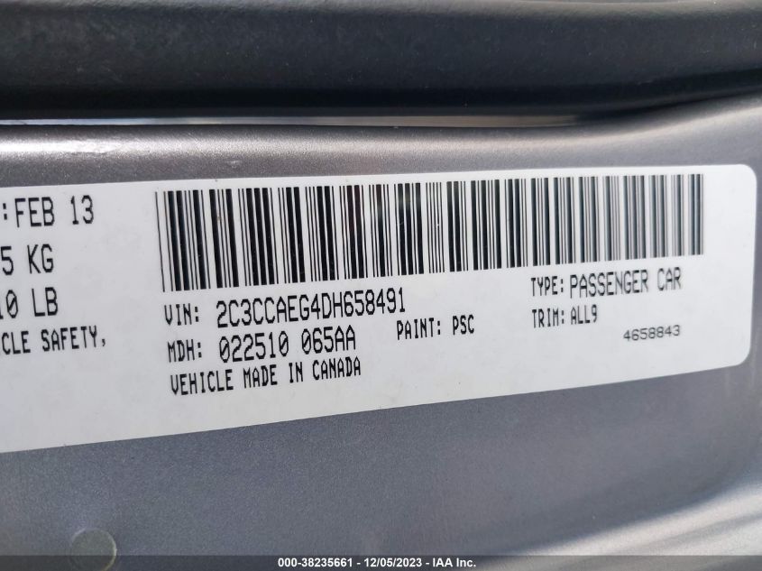 2013 CHRYSLER 300C 2C3CCAEG4DH658491