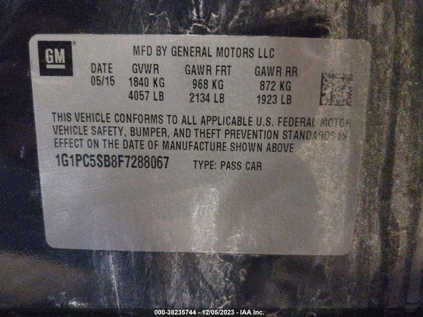 2015 CHEVROLET CRUZE 1LT AUTO - 1G1PC5SB8F7288067