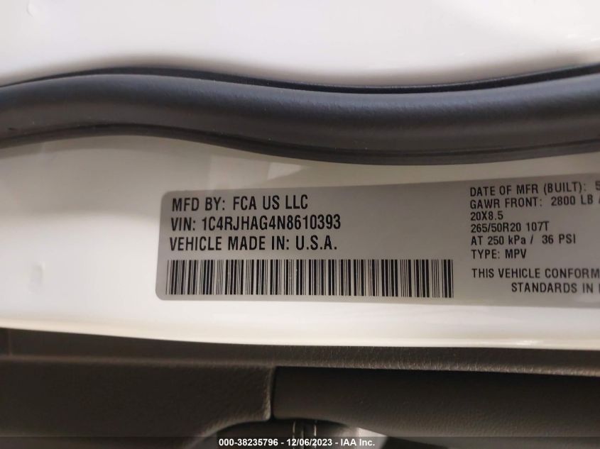 2022 JEEP GRAND CHEROKEE LAREDO - 1C4RJHAG4N8610393