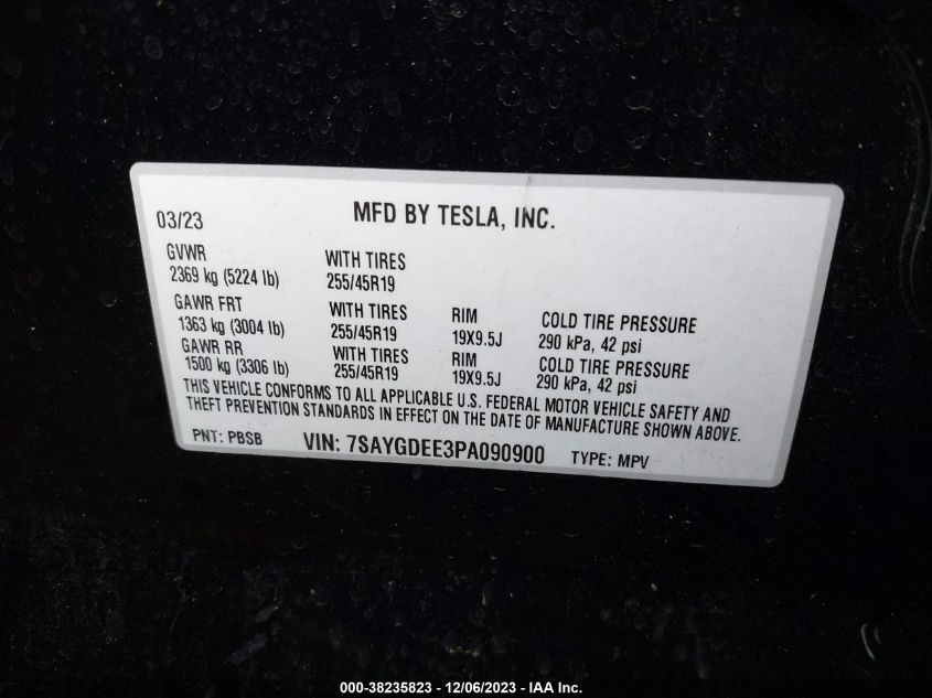 2023 TESLA MODEL Y AWD - 7SAYGDEE3PA090900