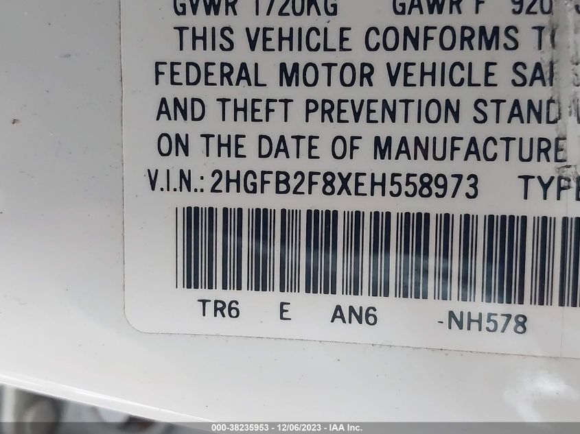 2014 HONDA CIVIC EX - 2HGFB2F8XEH558973