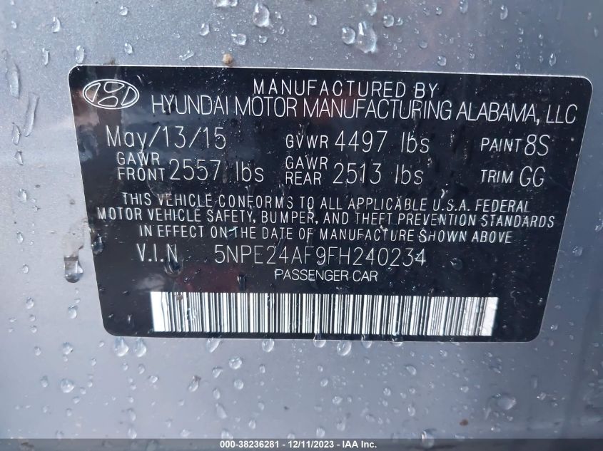 2015 HYUNDAI SONATA SE - 5NPE24AF9FH240234