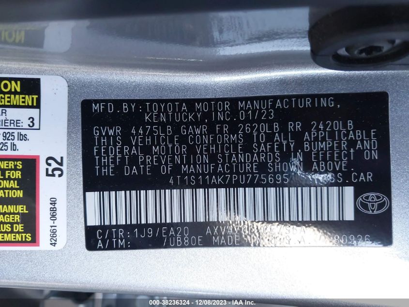 2023 TOYOTA CAMRY SE NIGHT SHADE/SE - 4T1S11AK7PU775695