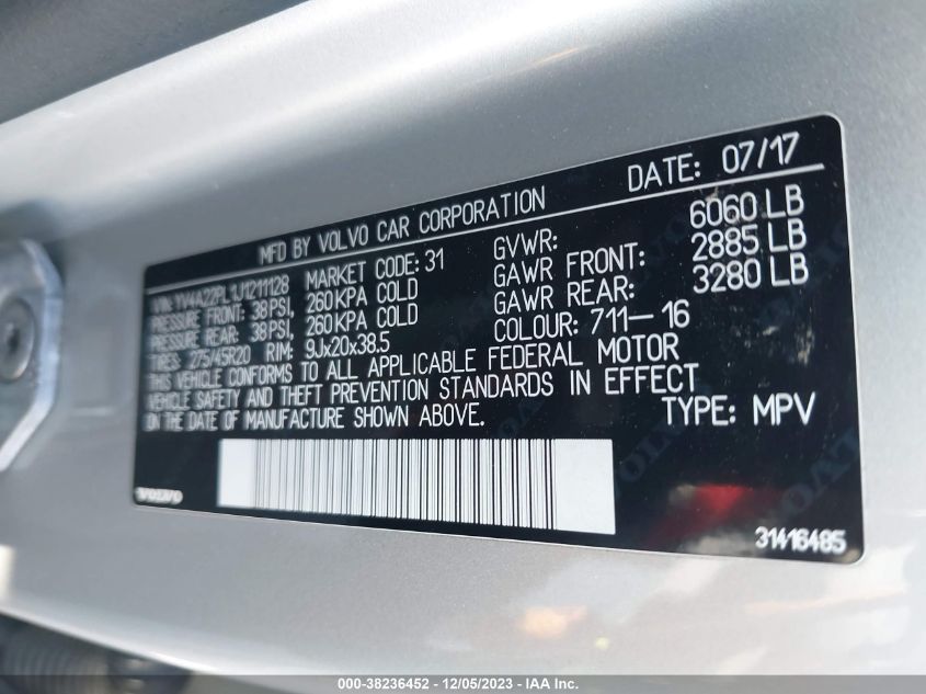 2018 VOLVO XC90 T6 INSCRIPTION - YV4A22PL1J1211128