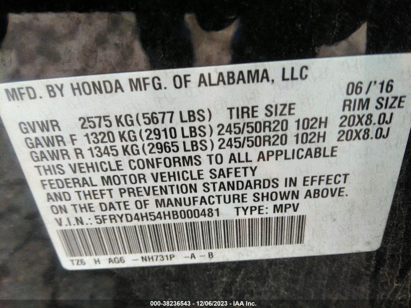 2017 ACURA MDX TECHNOLOGY - 5FRYD4H54HB000481