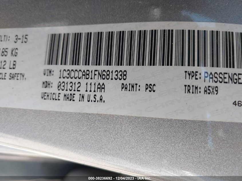 2015 CHRYSLER 200 LIMITED - 1C3CCCAB1FN681338