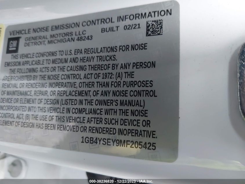 2021 CHEVROLET SILVERADO 3500HD WORK TRUCK 1GB4YSEY9MF205425