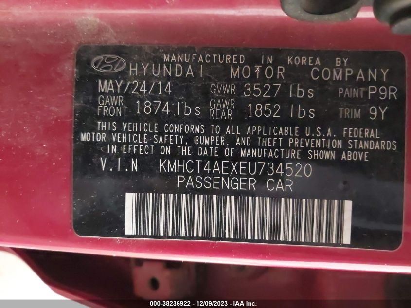 2014 HYUNDAI ACCENT GLS - KMHCT4AEXEU734520