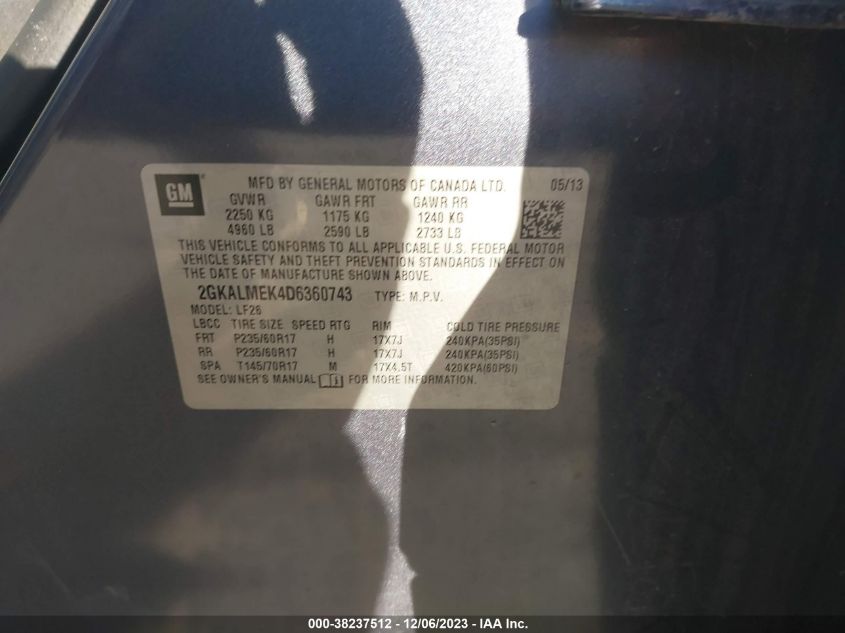 2013 GMC TERRAIN SLE-1 - 2GKALMEK4D6360743