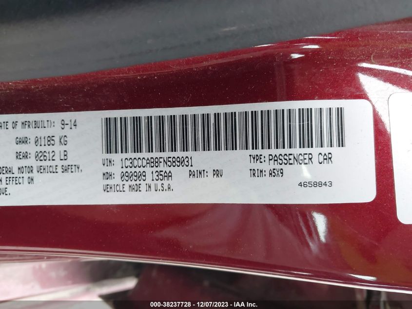 2015 CHRYSLER 200 LIMITED - 1C3CCCAB8FN589031