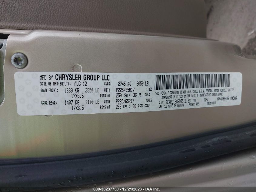 2013 CHRYSLER TOWN & COUNTRY TOURING - 2C4RC1BG9DR510163