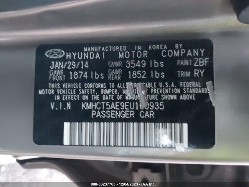 2014 HYUNDAI ACCENT GS - KMHCT5AE9EU160935