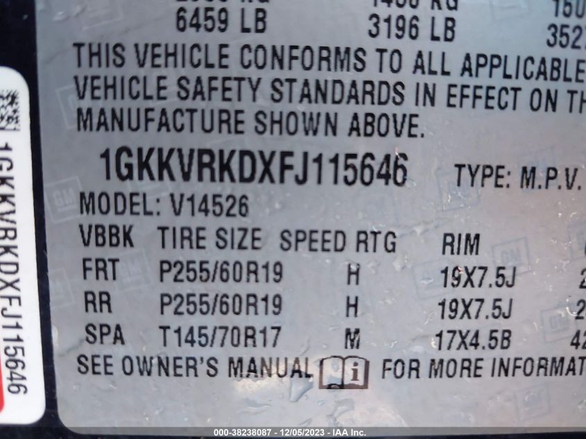 2015 GMC ACADIA SLT-1 - 1GKKVRKDXFJ115646