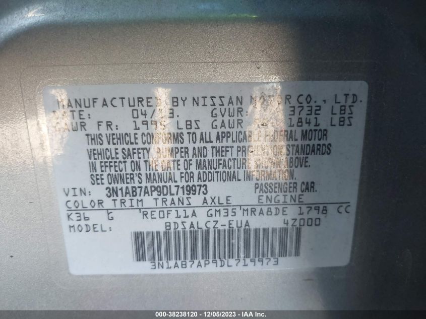 2013 NISSAN SENTRA FE+ S - 3N1AB7AP9DL719973