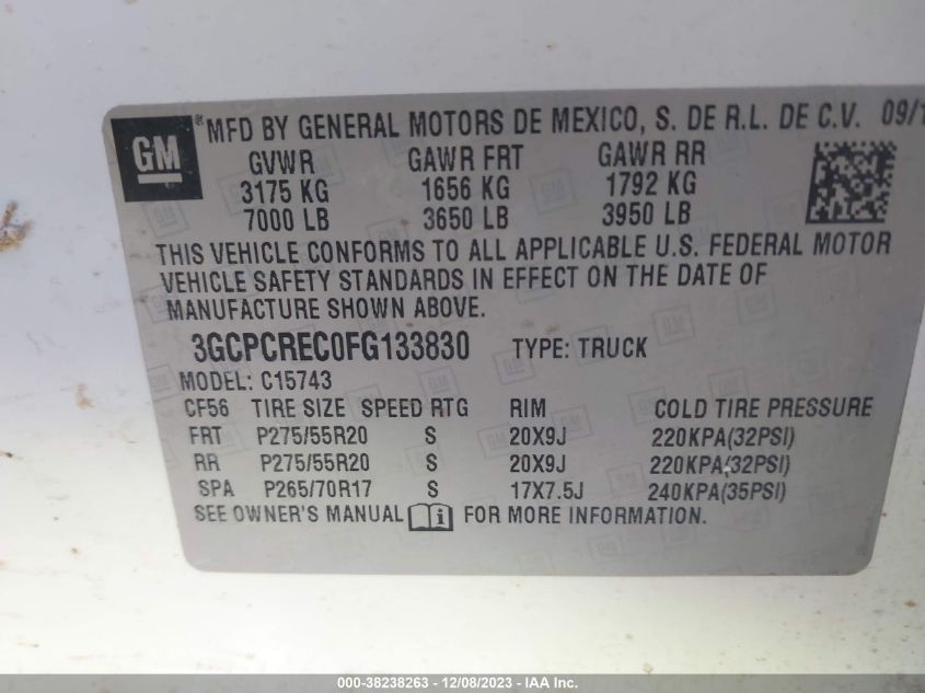 2015 CHEVROLET SILVERADO 1500 1LT - 3GCPCREC0FG133830