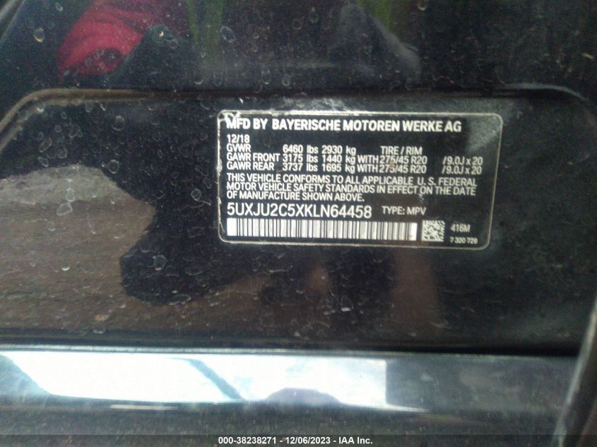 5UXJU2C5XKLN64458 2019 BMW X5, photo no. 9