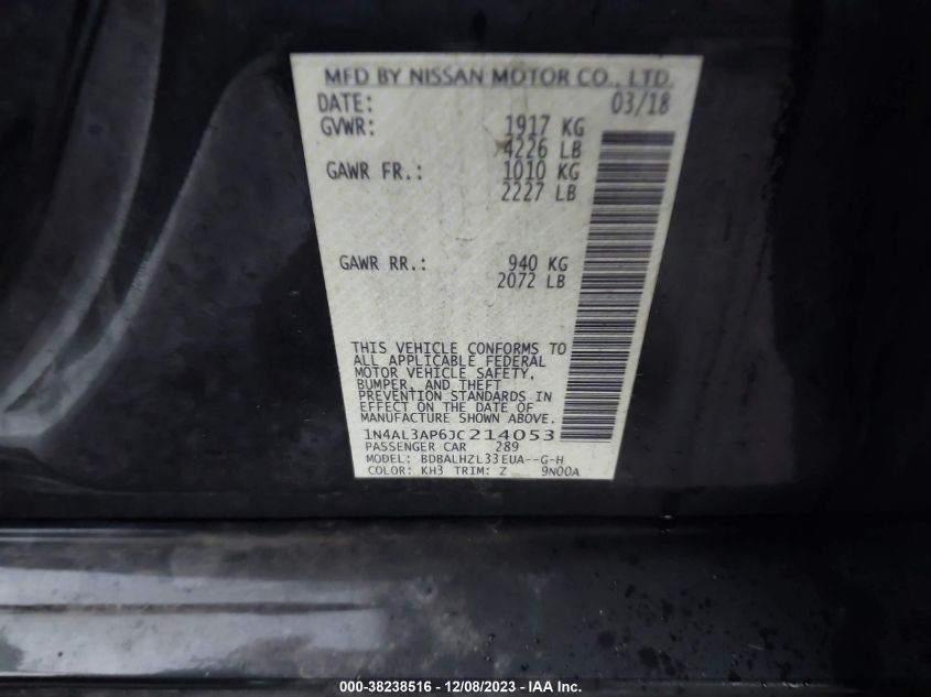 2018 NISSAN ALTIMA 2.5 SR - 1N4AL3AP6JC214053