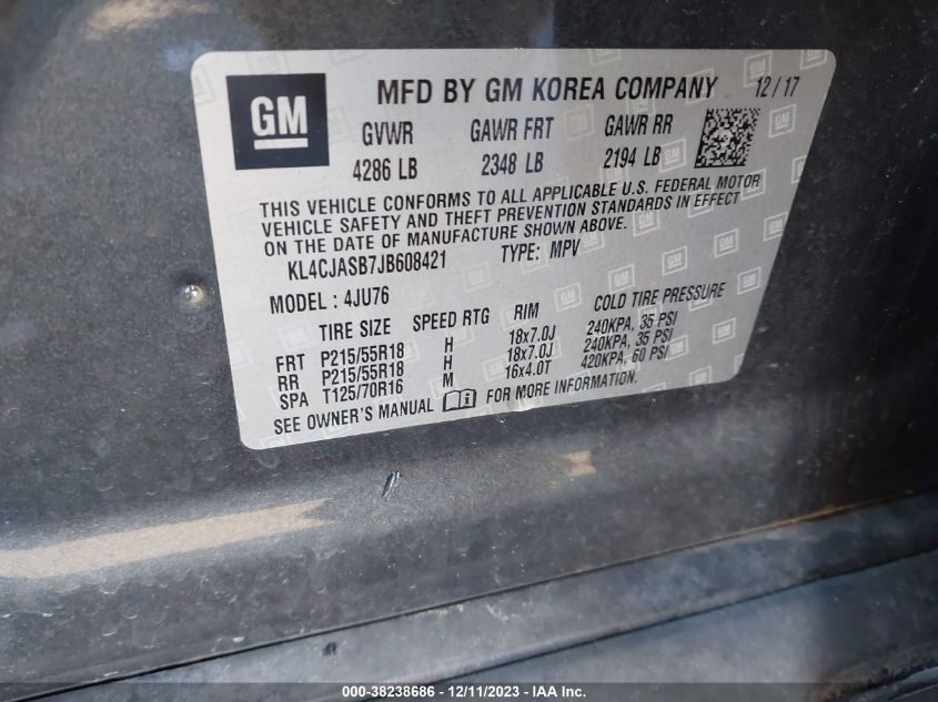 2018 BUICK ENCORE PREFERRED - KL4CJASB7JB608421