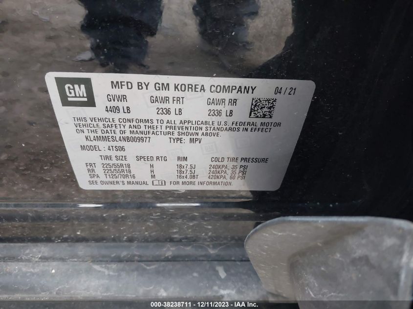 2022 BUICK ENCORE GX AWD SELECT - KL4MMESL4NB009977