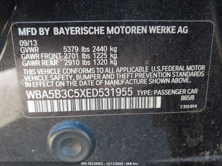2014 BMW 535I XDRIVE - WBA5B3C5XED531955