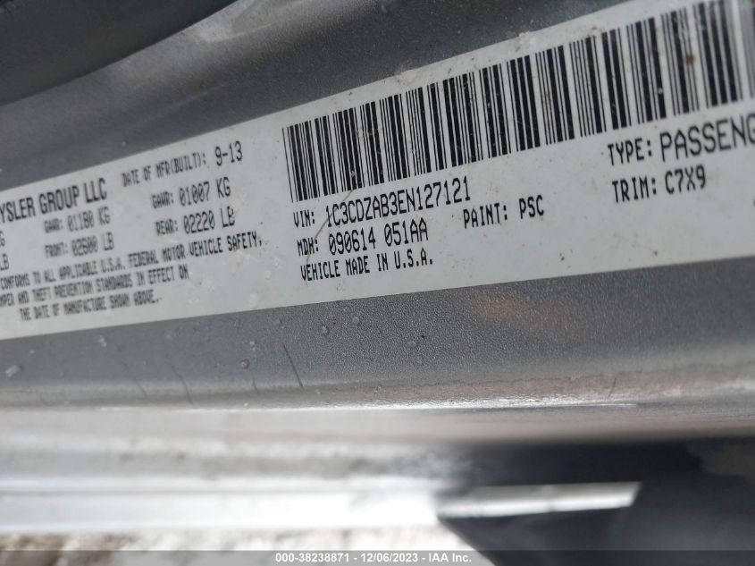 2014 DODGE AVENGER SE - 1C3CDZAB3EN127121